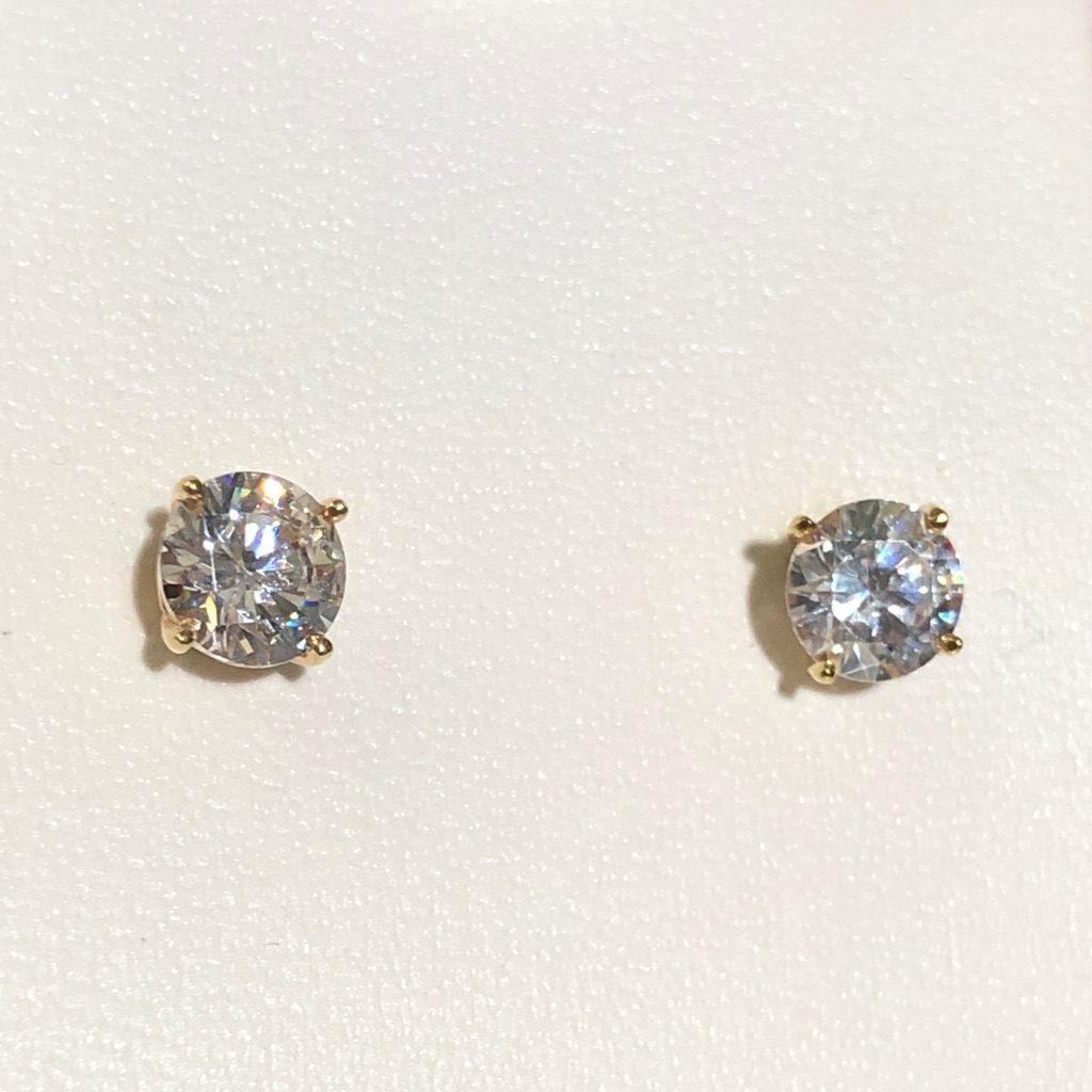 10k Gold And 925 Sterling Silver Stud Earrings Nib Diamonique Stamped 59mm 200$